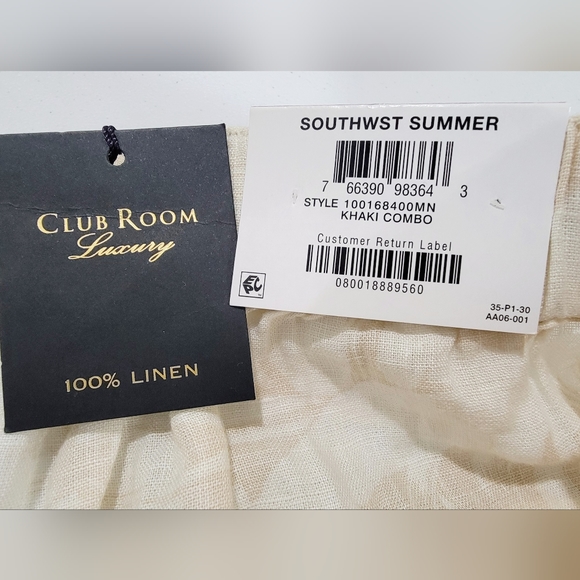 Club room Men's 100% Linen Drawstring Shorts - Picture 5 of 5